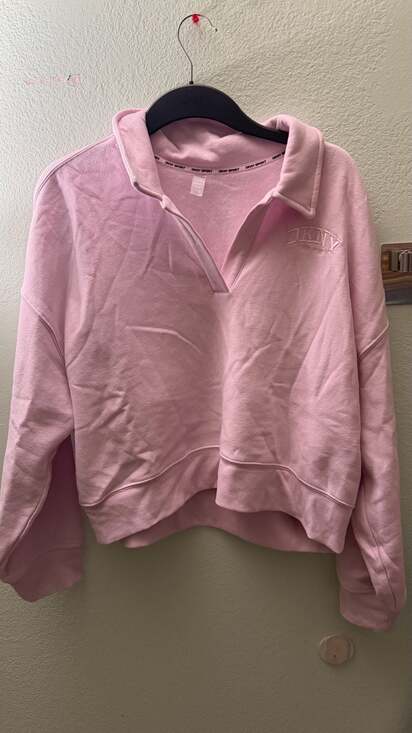 DKNY Sport Tops - DKNY Sport Women’s XL Pink Collared Pullover Sweatshirt Embroidered Logo